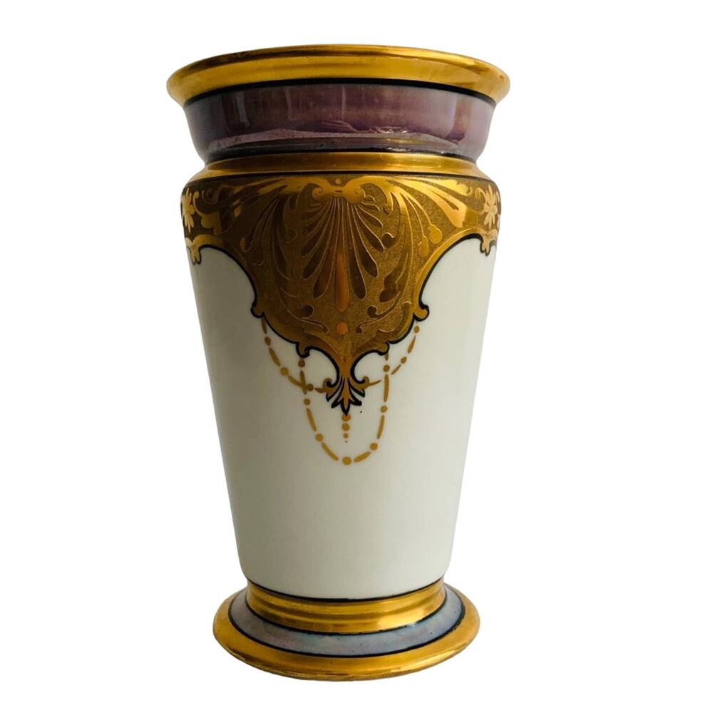 1930s STEINER STUDIOS CA Vase Art Deco 24k GOLD Glossy Antique PA ARZBERG